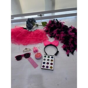 Girls‎ pink Costume Dress Up Tutu Feather Boa Tiara Sunglasses Hair Accessories
